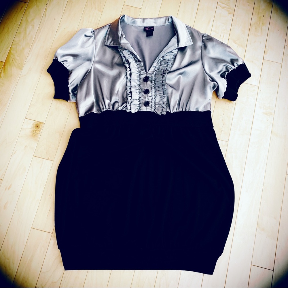Torrid Ponte Knit Silver/Black Party Dress